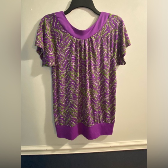 Purple and Green Women's Blouse - Picture 2 of 4